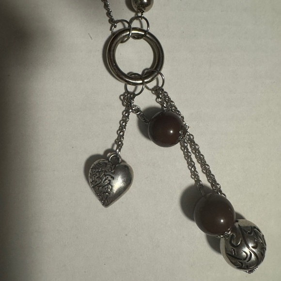 Jewelry - Elegant Silver and Brown Pendant Necklace